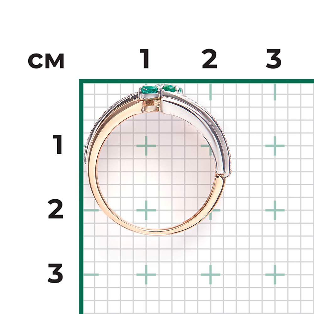 Кольцо из комбинированного золота с изумрудами и бриллиантами 01-5759-00-106-1111