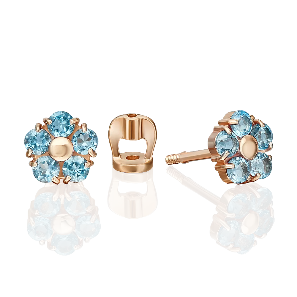 Серьги-пусеты из красного золота с топазами 02-5388-00-201-1110