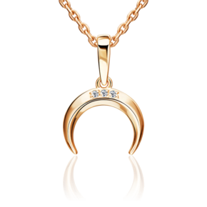 Подвеска «Лунница» из красного золота с фианитами 03-3668-00-401-1110