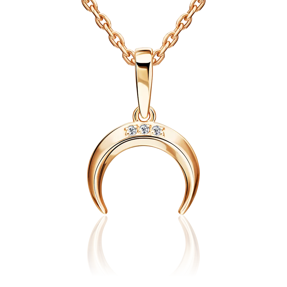 Подвеска «Лунница» из красного золота с фианитами 03-3668-00-401-1110