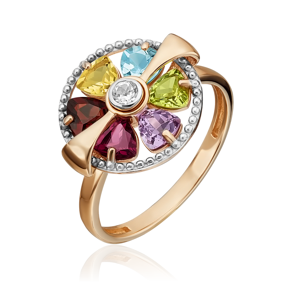Кольцо из красного золота с миксом камней 01-5386-00-252-1110-57