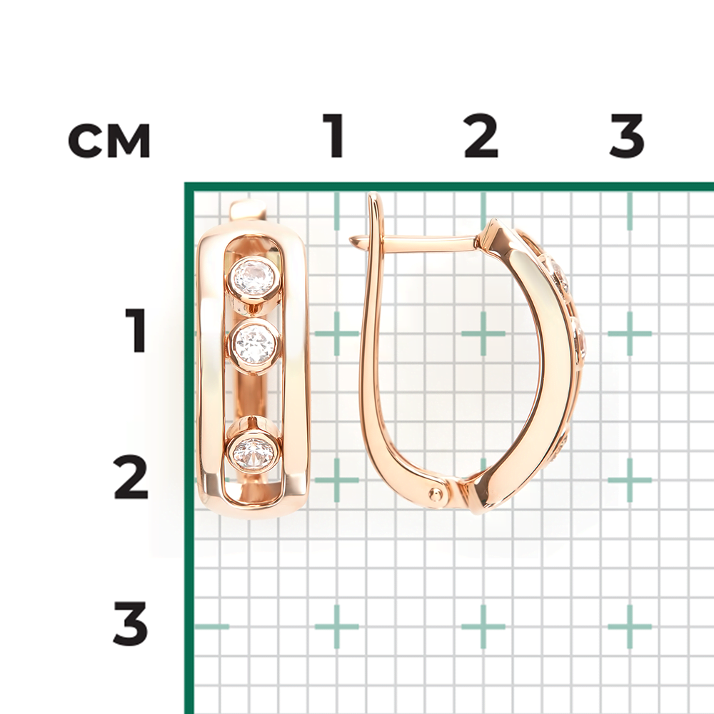 Серьги с английским замком из красного золота с бриллиантами 02-5539-00-101-1110
