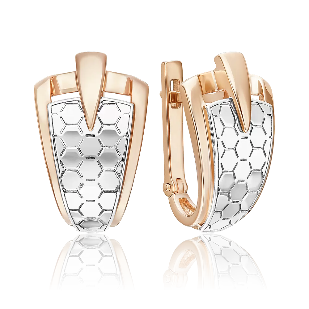 Серьги с английским замком из комбинированного золота 02-5263-00-000-1111