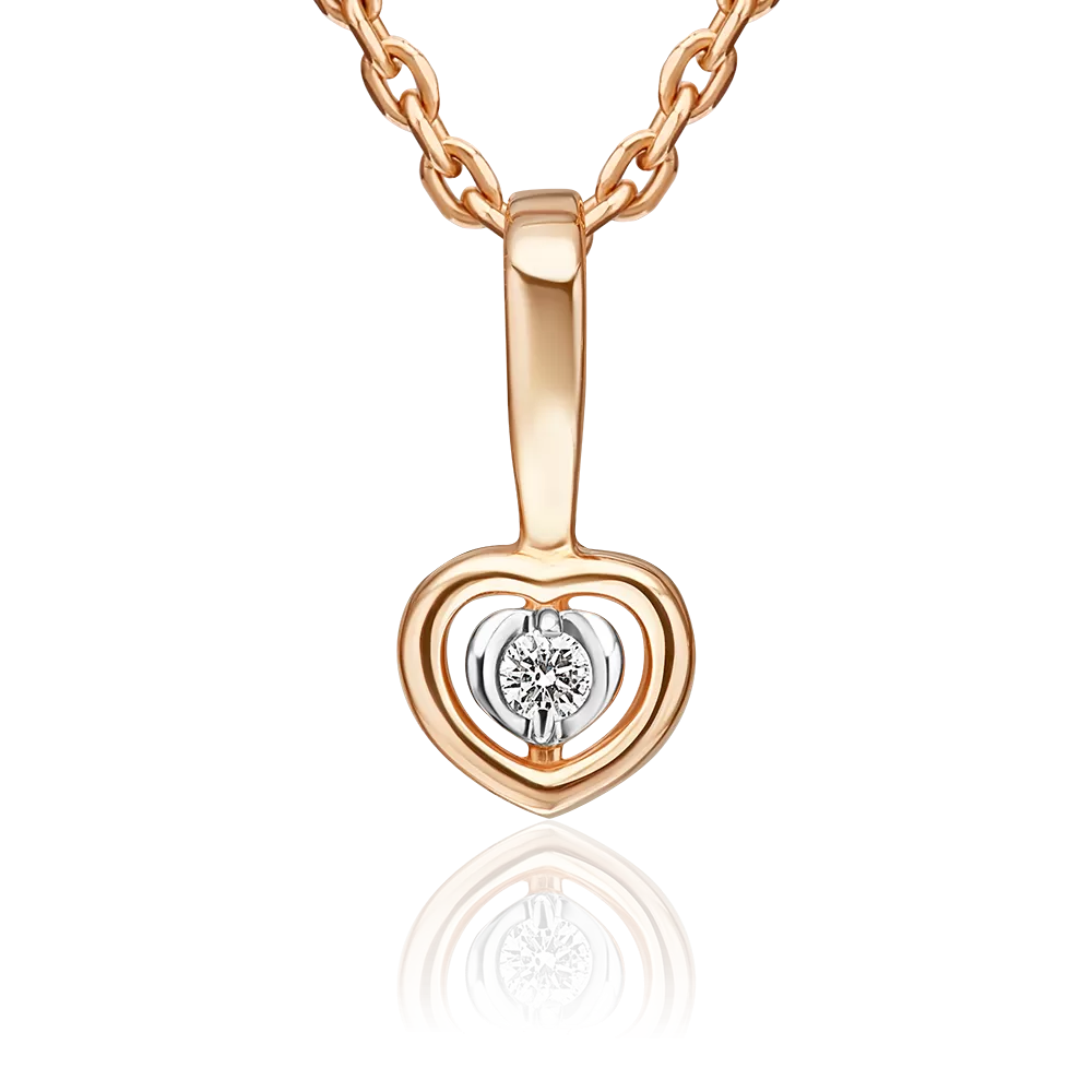 Подвеска из красного золота с бриллиантом 03-3689-00-101-1110