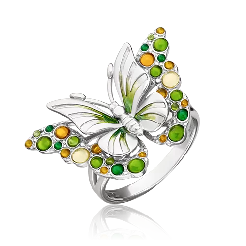 Кольцо «Бабочка Лимонница» из серебра с эмалью 01-5485-00-000-0200-68