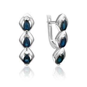 Серьги с английским замком из белого золота с сапфирами 02-5479-00-102-1120