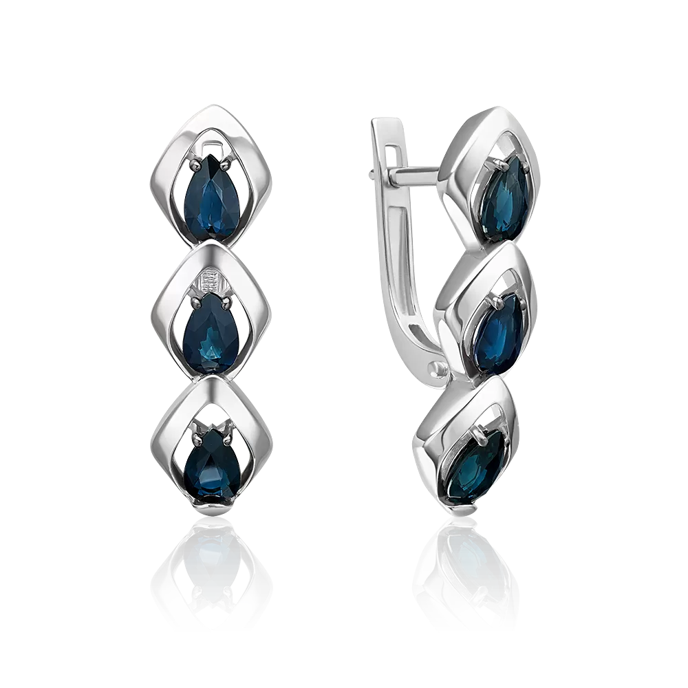 Серьги с английским замком из белого золота с сапфирами 02-5479-00-102-1120