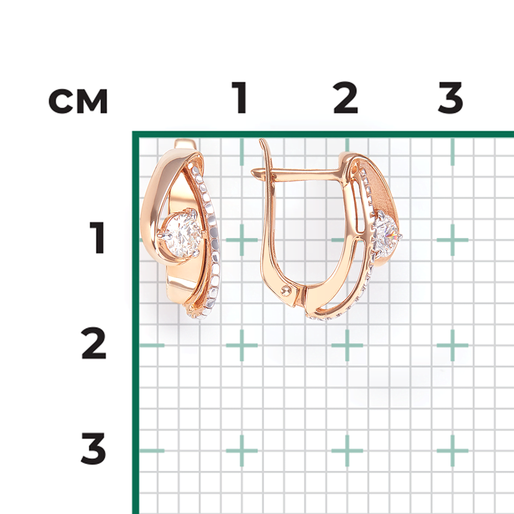 Серьги с английским замком из красного золота с бриллиантом 02-4203-00-101-1110-30