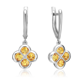 Серьги с английским замком из серебра с цитринами 02-5543-00-206-0200