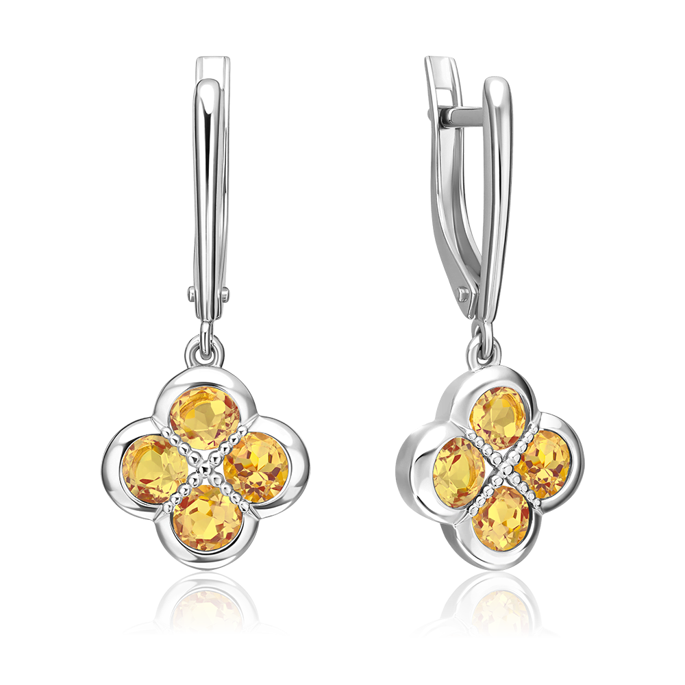 Серьги с английским замком из серебра с цитринами 02-5543-00-206-0200