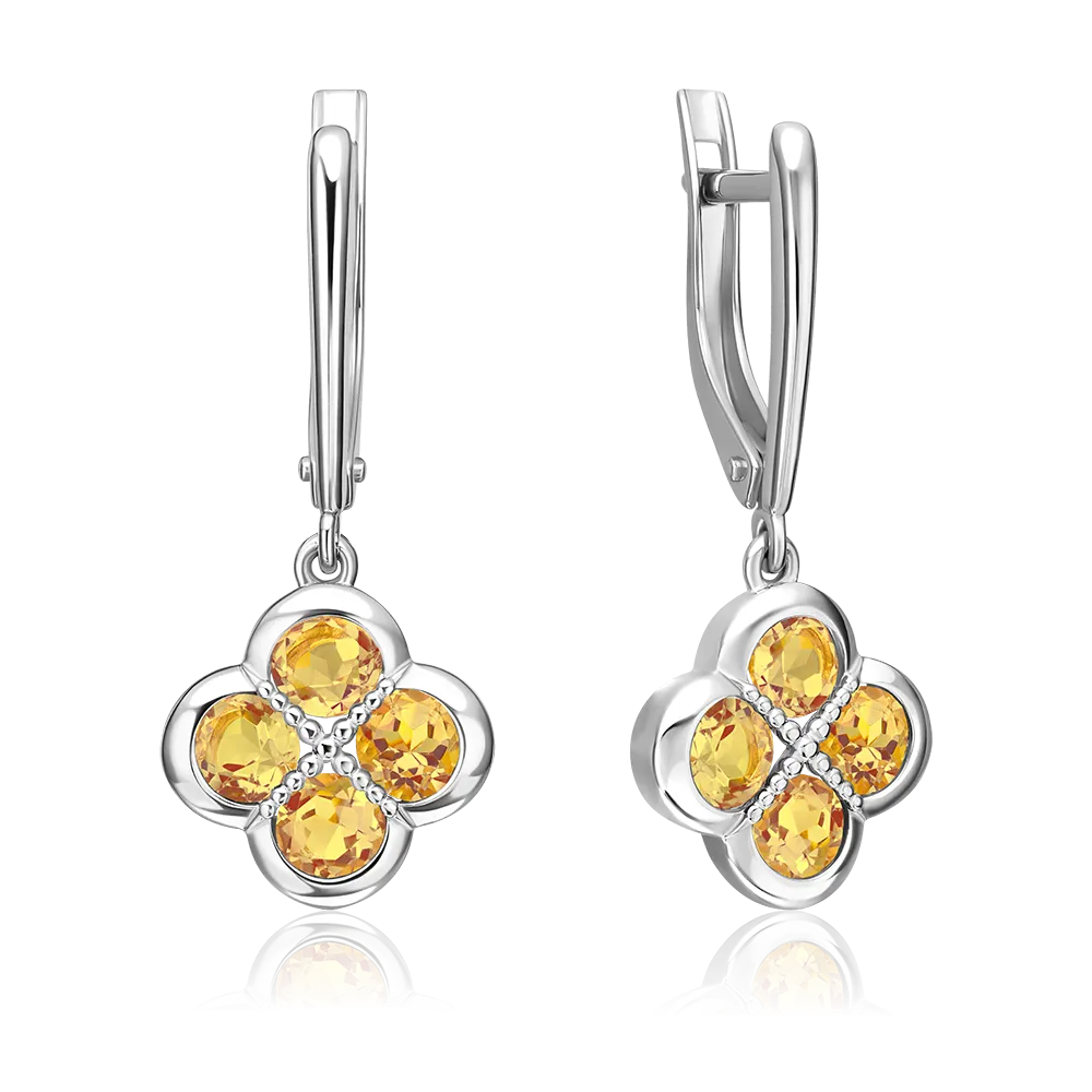 Серьги с английским замком из серебра с цитринами 02-5543-00-206-0200
