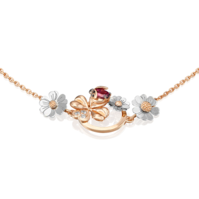 Браслет «Драгоценный сад» (пожелание удачи) из комбинированного золота с гранатом, натуральными топазами white и эмалью 05-0655-00-264-1111-76