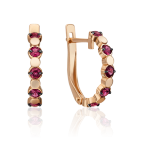 Серьги с английским замком из красного золота с гранатами 02-4518-00-204-1110-57