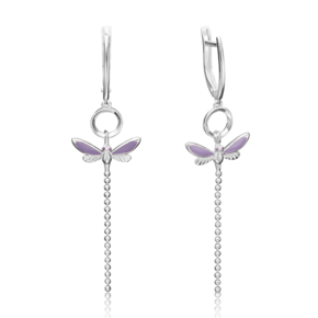 Серьги «Стрекозы» с английским замком из серебра с эмалью 02-4642-00-000-0200-71