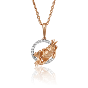 Подвеска «Царевна-лягушка» из красного золота с фианитами 03-3070-00-401-1110-03