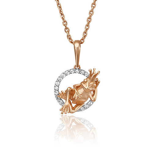 Подвеска «Царевна-лягушка» из красного золота с фианитами 03-3070-00-401-1110-03