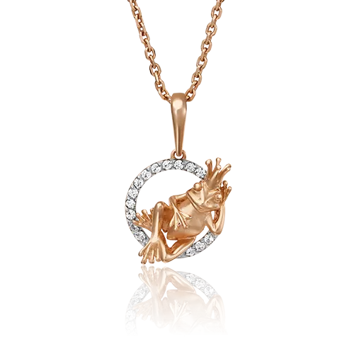 Подвеска «Царевна-лягушка» из красного золота с фианитами 03-3070-00-401-1110-03