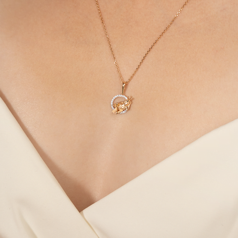 Подвеска «Царевна-лягушка» из красного золота с фианитами 03-3070-00-401-1110-03