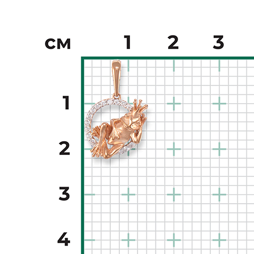 Подвеска «Царевна-лягушка» из красного золота с фианитами 03-3070-00-401-1110-03
