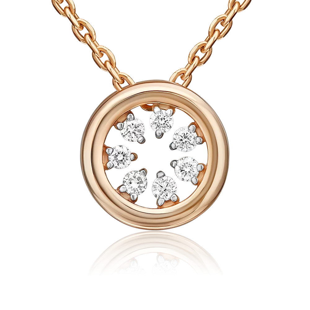 Подвеска-бегунок из красного золота с бриллиантами 03-3531-00-101-1110