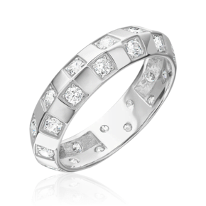 Кольцо из белого золота с фианитами