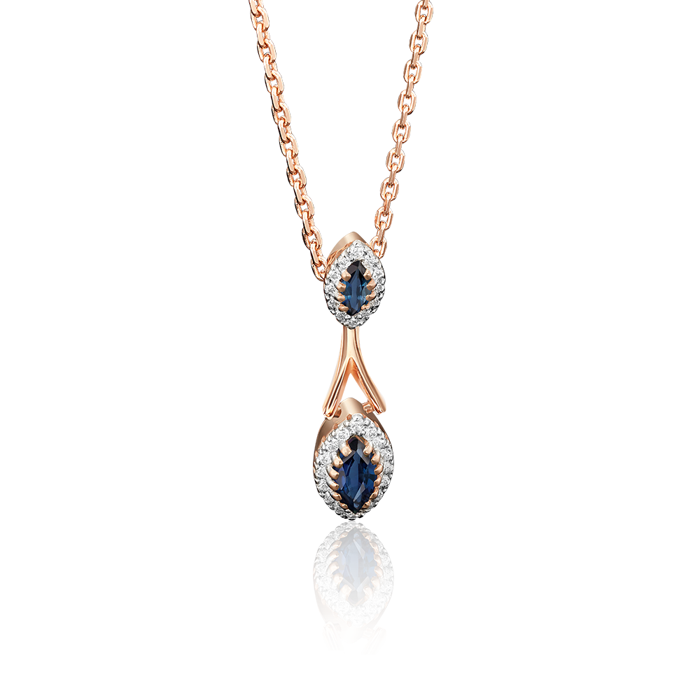 Подвеска из красного золота с сапфирами и бриллиантами 03-2720-00-105-1110-30