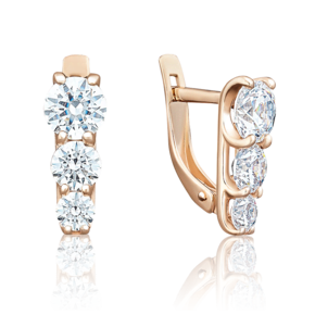 Серьги с английским замком из красного золота с фианитами 02-2804-00-501-1110-38