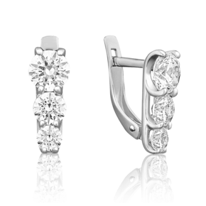 Серьги с английским замком из белого золота с фианитами 02-2805-00-501-1120-38