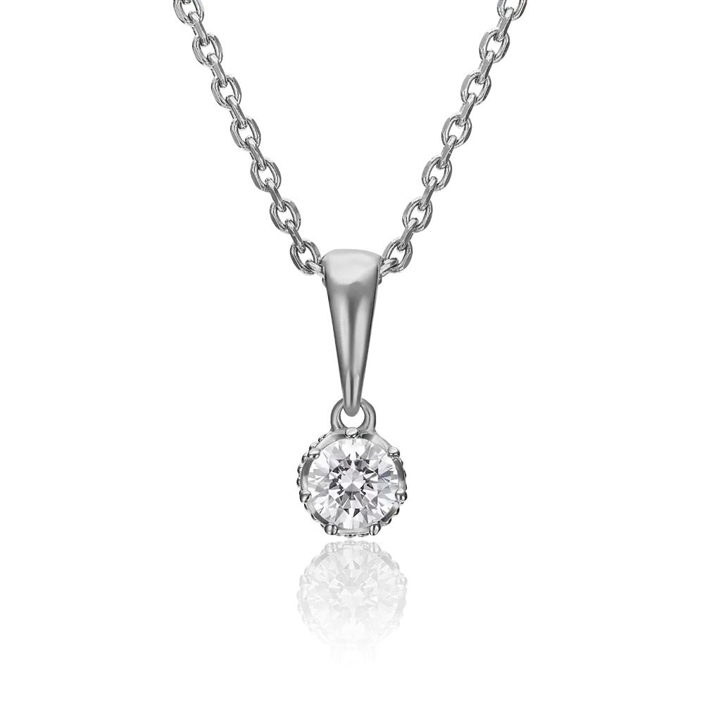 Подвеска из белого золота с фианитом 03-2948-00-501-1120-38