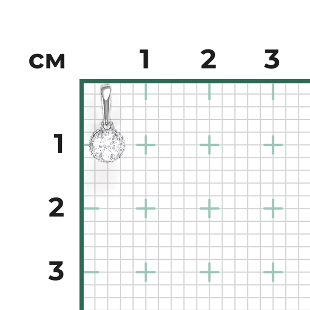 Подвеска из белого золота с фианитом 03-2948-00-501-1120-38