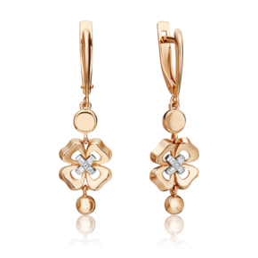 Серьги «Клевер. Незабываемые моменты» с английским замком из комбинированного золота с бриллиантами 02-4815-00-101-1111