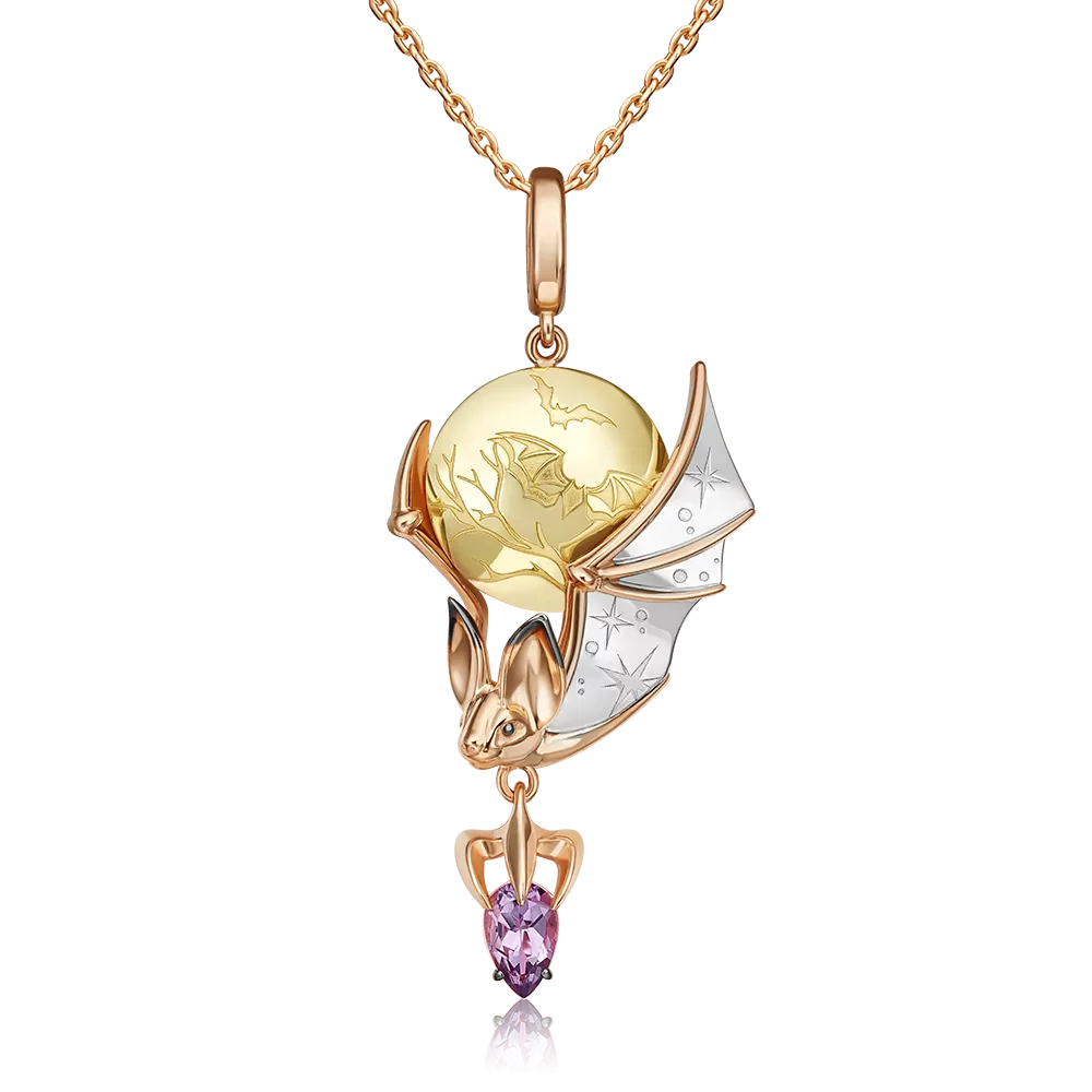 Подвеска «Ночная магия» из комбинированного золота с аметистом 03-3317-00-203-1140