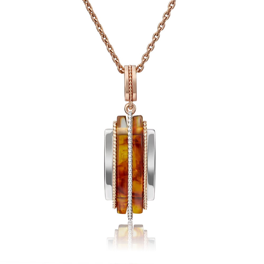 Подвеска из красного золота с янтарём 03-2866-00-271-1110-46