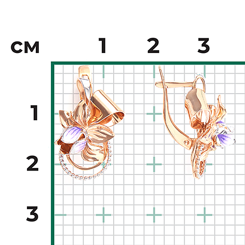 Серьги «Нарциссы» с английским замком из красного золота с эмалью 02-3945-00-000-1110-48
