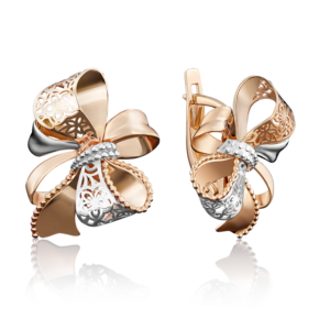 Серьги «Банты» с английским замком из красного золота 02-3946-00-000-1110-48