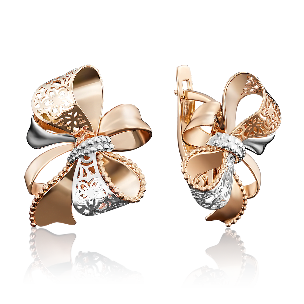 Серьги «Банты» с английским замком из красного золота 02-3946-00-000-1110-48