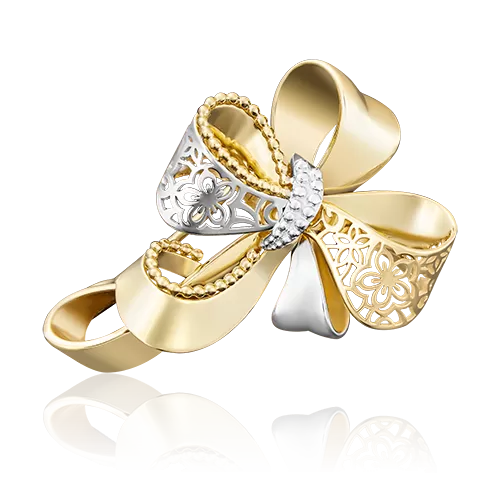 Брошь «Бант» из лимонного золота 04-0172-00-000-1130-48