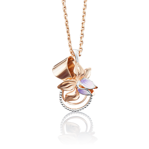 Подвеска «Нарцисс» из красного золота с эмалью 03-2674-00-000-1110-48