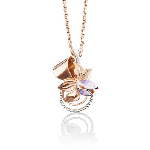 Подвеска «Нарцисс» из красного золота с эмалью 03-2674-00-000-1110-48