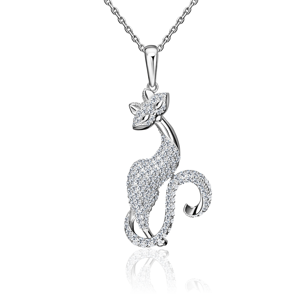Подвеска «Кошка» из серебра с фианитами 03-1575-00-401-0200