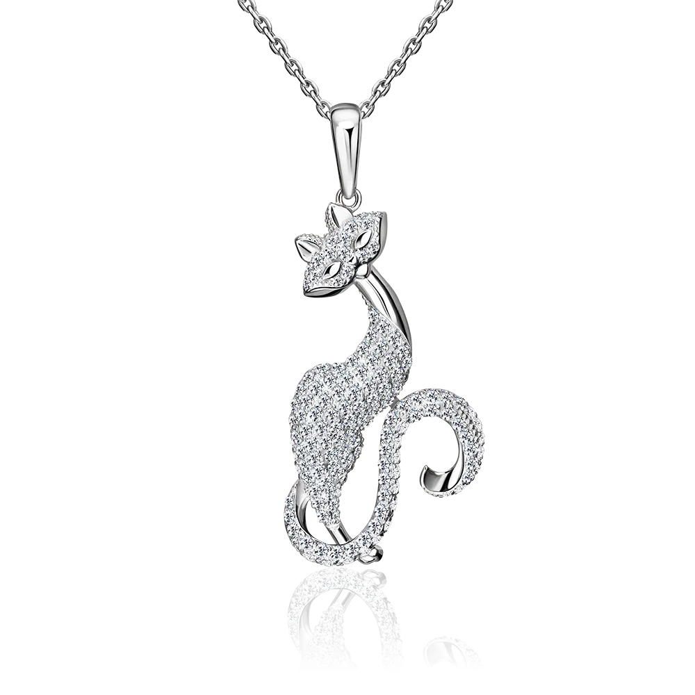 Подвеска «Кошка» из серебра с фианитами 03-1575-00-401-0200
