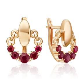 Серьги с английским замком из красного золота с рубинами 02-5469-00-104-1110