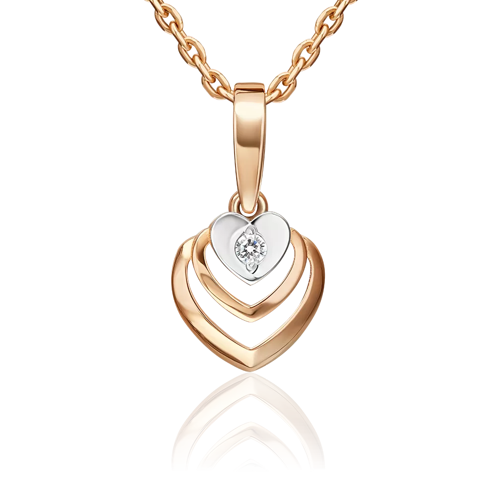 Подвеска из красного золота с бриллиантом 03-3714-00-101-1110