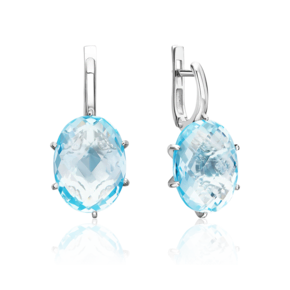 Серьги с английским замком из серебра с топазом и фианитами 02-2361-00-207-0200