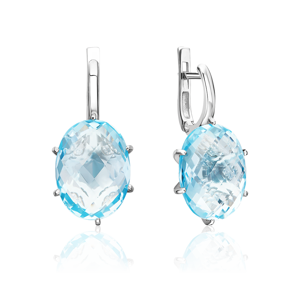 Серьги с английским замком из серебра с топазом и фианитами 02-2361-00-207-0200