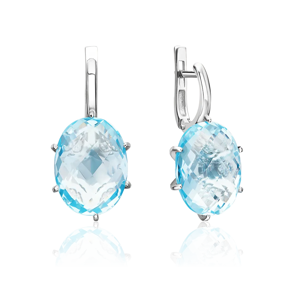 Серьги с английским замком из серебра с топазом и фианитами 02-2361-00-207-0200