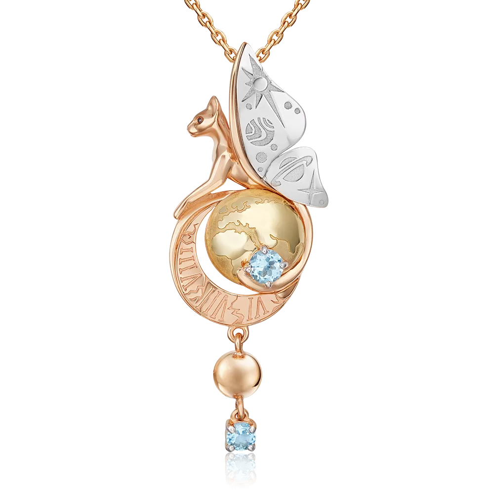 Подвеска «Постижение тайн» из комбинированного золота с топазами 03-3315-00-201-1140