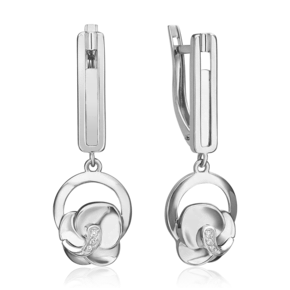 Серьги с английским замком из белого золота с бриллиантами 02-5019-00-101-1120