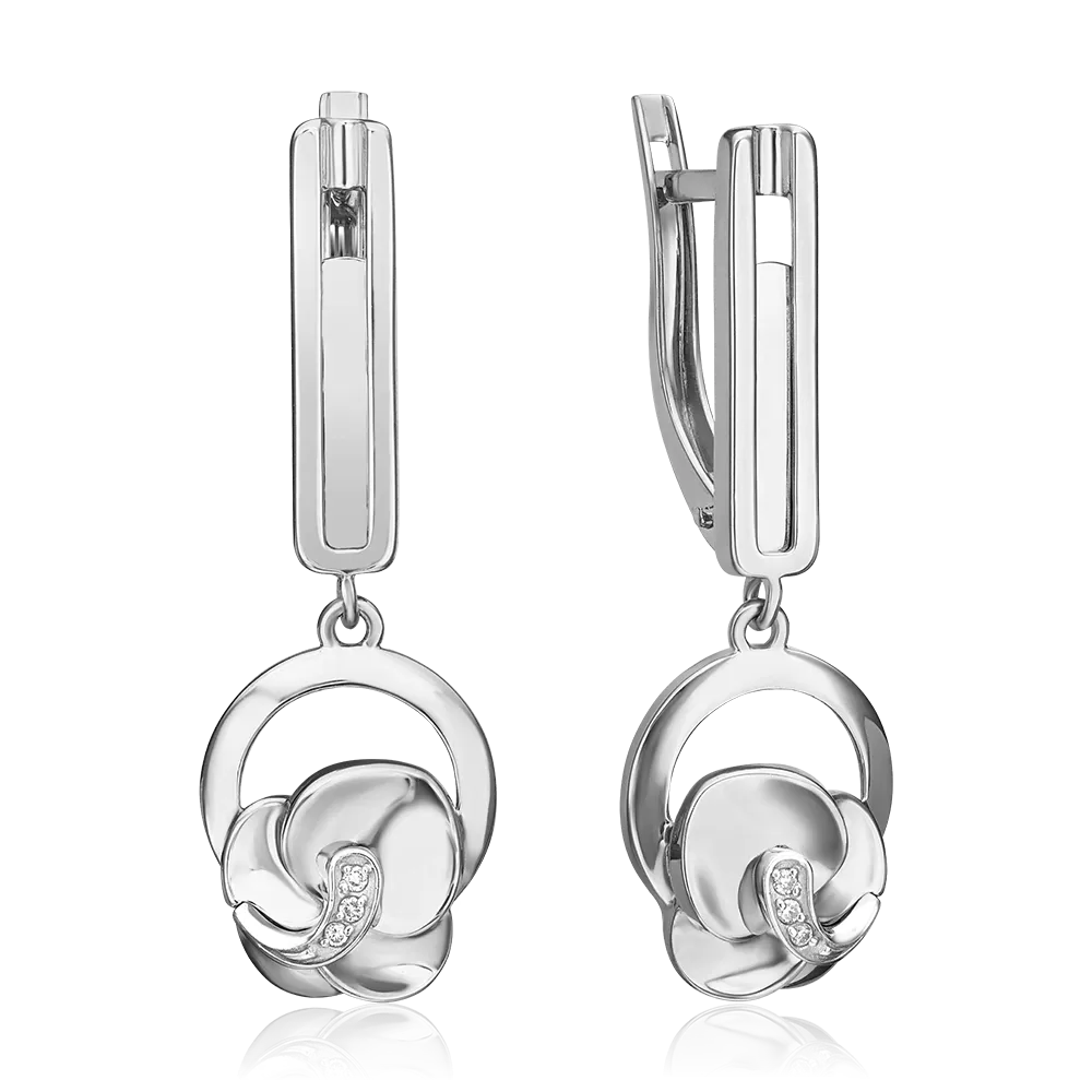 Серьги с английским замком из белого золота с бриллиантами 02-5019-00-101-1120