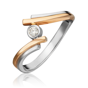 Кольцо из комбинированного золота с бриллиантом 01-1112-00-101-1111-30